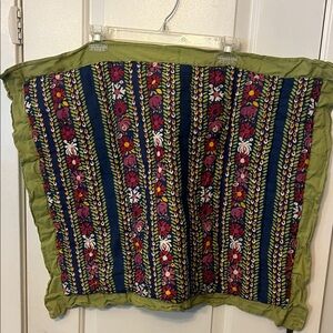 Anthropologie Floral Stripe Pillow with Green Border Set of 2